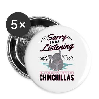 Chinchilla Gift Woolly Mouse Short-tailed Chinchilla - Buttons large 2.2''/56 mm (5-pack) - white - Front