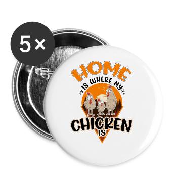 Poulets Home Farmer Poulet - Lot de 5 grands badges (56 mm) - blanc - Devant