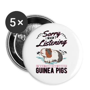Meerschweinchen Geschenk Meerschwein - Buttons groß 56 mm (5er Pack) - Weiß - Vorne