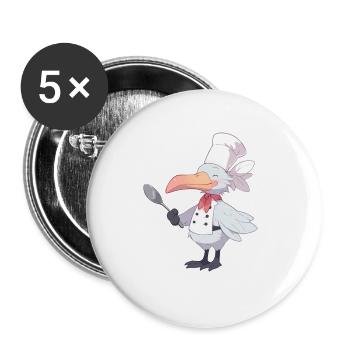Bec-en-sabot Koch - Lot de 5 grands badges (56 mm) - blanc - Devant