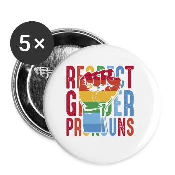 Respect Gender Pronouns - Buttons groß 56 mm (5er Pack) - Weiß - Vorne