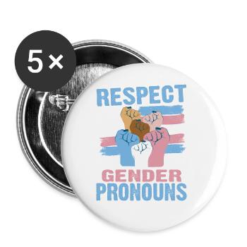 Respect Gender Pronouns 3 - Buttons groß 56 mm (5er Pack) - Weiß - Vorne