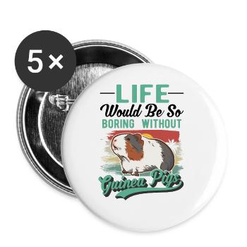 Guinea Pig Gift Guinea Pig - Buttons large 2.2''/56 mm (5-pack) - white - Front