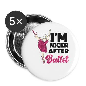 Ballet Dancer Dance Girl Ballerina - Buttons groß 56 mm (5er Pack) - Weiß - Vorne
