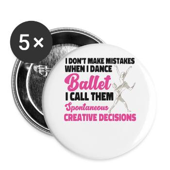 Ballet Danseuse Danse Ballerine - Lot de 5 grands badges (56 mm) - blanc - Devant