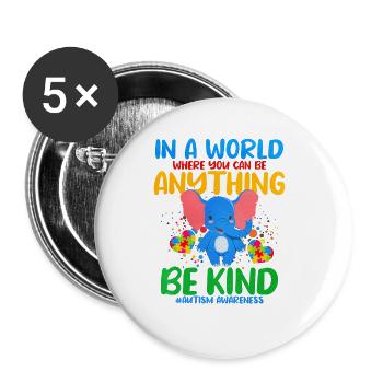 Autism Autism Gift - Buttons large 2.2''/56 mm (5-pack) - white - Front
