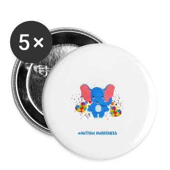 Autism Autism Gift - Buttons large 2.2''/56 mm (5-pack) - white - Front