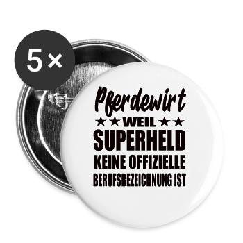 Pferdewirt Superheld Spruch - Buttons groß 56 mm (5er Pack) - Weiß - Vorne