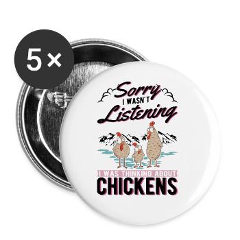 Poulets Éleveur Poulet Poulet - Lot de 5 grands badges (56 mm) - blanc - Devant