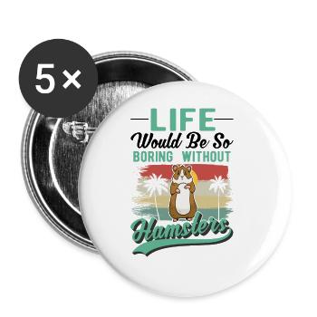 Hamster Owner Golden Hamster Hamster - Buttons large 2.2''/56 mm (5-pack) - white - Front