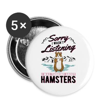 Hamster Hamster Wheel Gold Hamster Hamster - Buttons large 2.2''/56 mm (5-pack) - white - Front