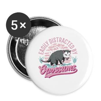 Facilement distrait par Opossums Possum Marsupial - Lot de 5 grands badges (56 mm) - blanc - Devant
