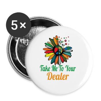 Hippie Peace Sign Peace Flowers Flower Child - Lot de 5 grands badges (56 mm) - blanc - Devant