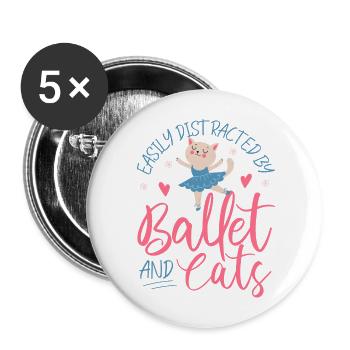 Ballet Dancer Dance Girl Ballerina - Buttons groß 56 mm (5er Pack) - Weiß - Vorne