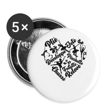 Ballet Dancer Dance Girl Ballerina - Buttons groß 56 mm (5er Pack) - Weiß - Vorne