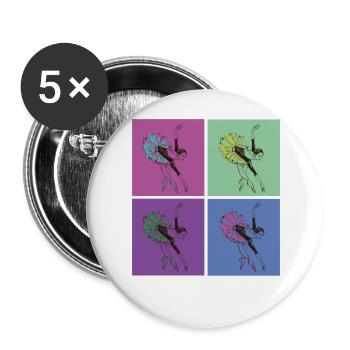 Ballet Dancer Dance Girl Ballerina - Buttons groß 56 mm (5er Pack) - Weiß - Vorne