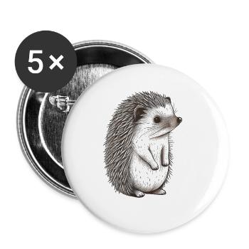 Mignon hérisson vintage - Lot de 5 grands badges (56 mm) - blanc - Devant