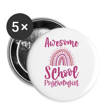 Psychologue scolaire génial 4 - Lot de 5 grands badges (56 mm) - blanc - Devant