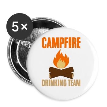 Campfire Drinking Team 4 - Buttons groß 56 mm (5er Pack) - Weiß - Vorne
