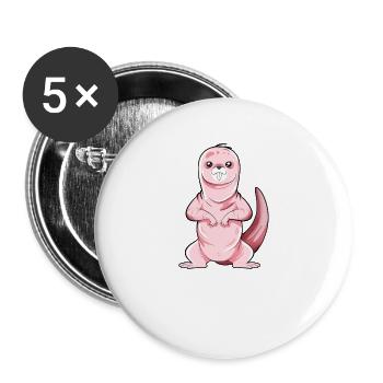 Cartoon naked mole rat - Buttons large 2.2''/56 mm (5-pack) - white - Front