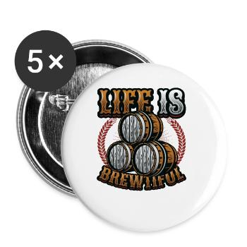 La vie est brassicole bière artisanale, brassage, maître brasseur - Lot de 5 grands badges (56 mm) - blanc - Devant