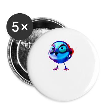 Cute Chick Chicken Hen Robot Cyborg Blue - Buttons large 2.2''/56 mm (5-pack) - white - Front