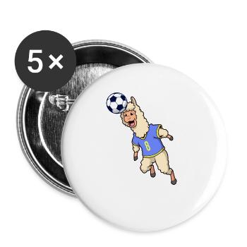 Comic Lama spielt Fußball - Buttons groß 56 mm (5er Pack) - Weiß - Vorne