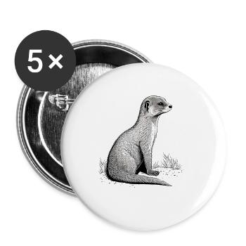 Dessin de mangouste - Lot de 5 grands badges (56 mm) - blanc - Devant