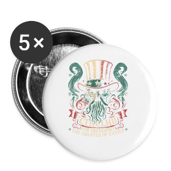 Cthulhu For President, Election 2024 Cosmic Horror - Buttons large 2.2''/56 mm (5-pack) - white - Front