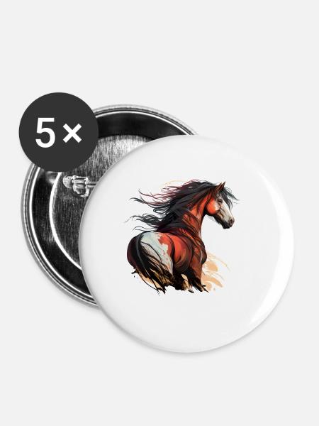 Wildpferd - Buttons groß 56 mm (5er Pack) - Weiß
