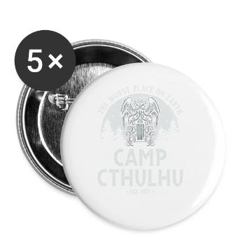 Camp Cthulhu, Funny Cosmic Horror Cthulhu - Buttons groß 56 mm (5er Pack) - Weiß - Vorne