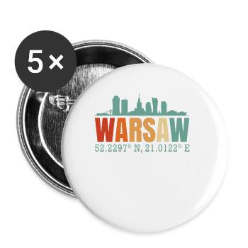 Poland Warsaw Skyline - Buttons large 2.2''/56 mm (5-pack) - white - Front