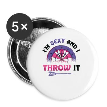 I'm sexy and I throw a dart - Buttons large 2.2''/56 mm (5-pack) - white - Front