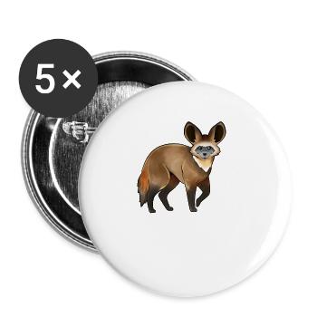 Drawing of a bat-eared fox - Buttons large 2.2''/56 mm (5-pack) - white - Front