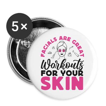 Cute Licensed Esthetician Skincare - Buttons large 2.2''/56 mm (5-pack) - white - Front