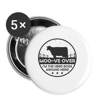 Moo -ve About Cow - Shorthorn - Buttons large 2.2''/56 mm (5-pack) - white - Front