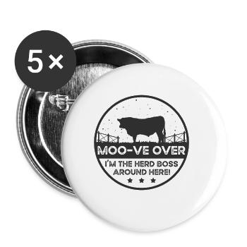 Moo -ve À propos de la vache - Red Angus - Lot de 5 grands badges (56 mm) - blanc - Devant
