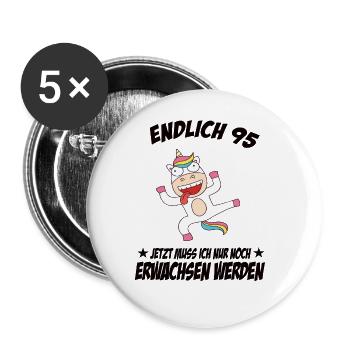 95 Geburtstag Positive Sprüche Zum 95 geburtstag - Buttons groß 56 mm (5er Pack) - Weiß - Vorne