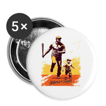 Baseball Vatertag Muttertag Geschenkidee - Buttons groß 56 mm (5er Pack) - Weiß - Vorne