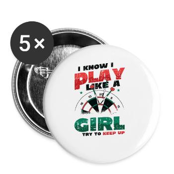 Je sais que je joue comme une fille - Lot de 5 grands badges (56 mm) - blanc - Devant