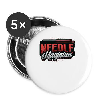 Magicien de l’aiguille, acupuncteur - Lot de 5 grands badges (56 mm) - blanc - Devant