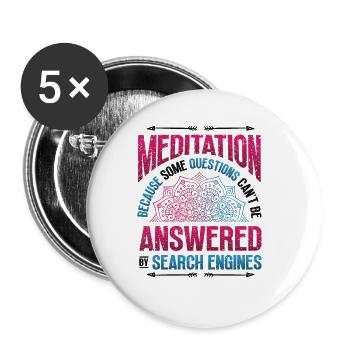 Fun Meditation, Spiritual Meditation - Buttons large 2.2''/56 mm (5-pack) - white - Front