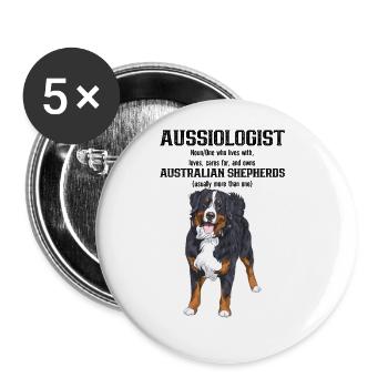 Australischer Schäferhund - Buttons groß 56 mm (5er Pack) - Weiß - Vorne