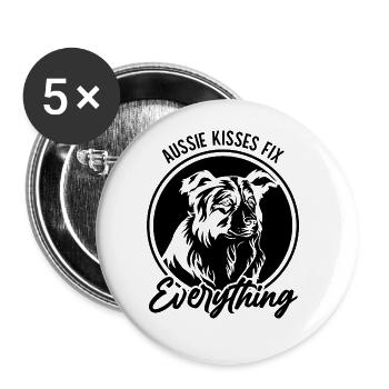 Australian Shepherd Aussie Dad Aussie Mom - Buttons large 2.2''/56 mm (5-pack) - white - Front