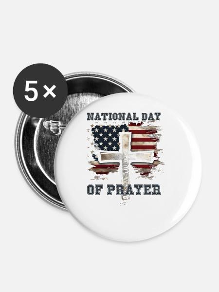 National Day Of Prayer - Buttons groß 56 mm (5er Pack) - Weiß