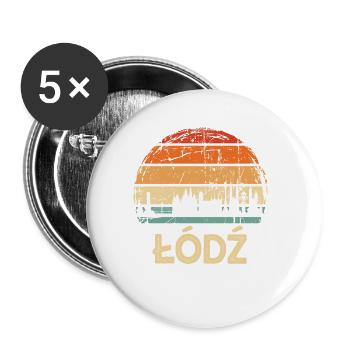 Pologne Lodz Skyline - Lot de 5 grands badges (56 mm) - blanc - Devant