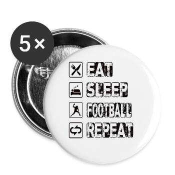 Manger dormir Football Répéter - Lot de 5 grands badges (56 mm) - blanc - Devant