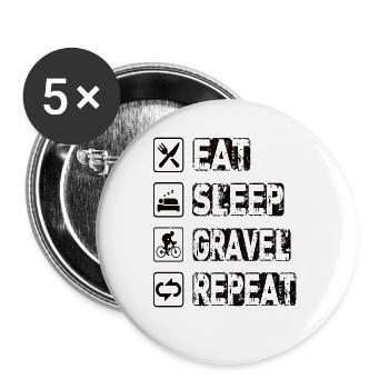 Eat Sleep Gravel Repeat - Buttons large 2.2''/56 mm (5-pack) - white - Front