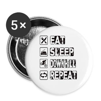 Manger Dormir Descente Répéter - Lot de 5 grands badges (56 mm) - blanc - Devant