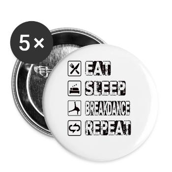 Manger Sommeil Breakdance Répéter - Lot de 5 grands badges (56 mm) - blanc - Devant
